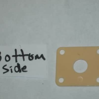 used (has some nicks & scratches) unknown brand CREME PLASTIC RECTANGLE Jack Plate + nickel finish SCREWS (refer to measurements in description) flat - but will flex when installed, might fit Epiphone LP 100 model guitar (NO guitar included) image 16