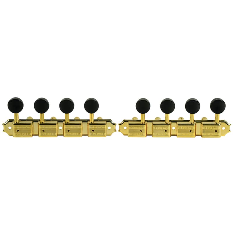 Kluson 4 On A Plate Supreme Series A Style Mandolin Tuning Machines Gold With Black Buttons image 1