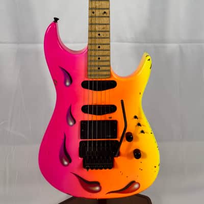 Zion Radicaster Super Strat Custom 1980’s - Pink / Red Neon Dancing Blood image 1