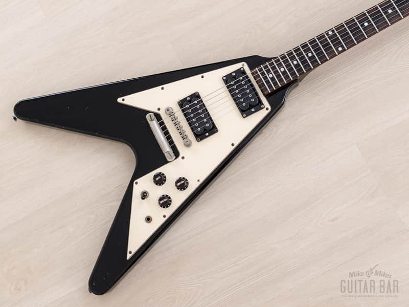 1990 Greco FV-650 Flying V Vintage Guitar Black, Japan Fujigen image 1