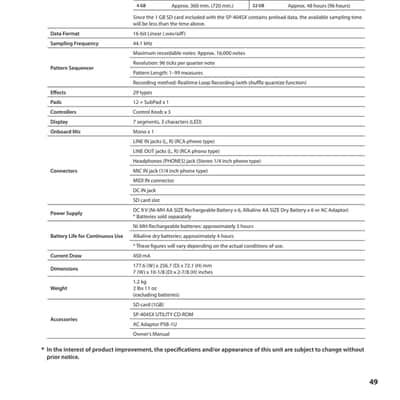 Roland SP-404 SX — Owners Manual User Guide Instructions — 54 Pages — USA Made image 8