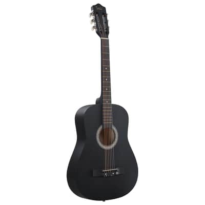 Cxxss Matte Black 38-inch Round Acoustic Guitar with Picks, Strings, Capo, Case, Tuner, and Strap image 1