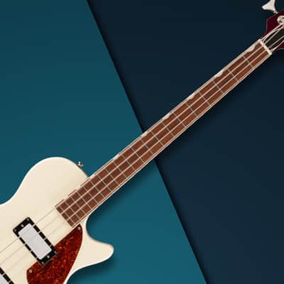 Gretsch Streamliner Jet Club Single Cut Vintage White Bass Guitar Bundle image 7