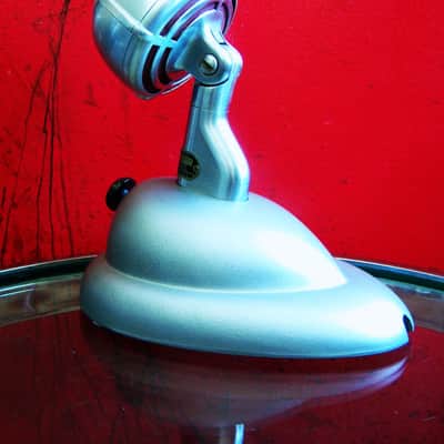 Vintage RARE 1940's Shure 730B crystal cardioid microphone Satin Chrome w period Shure S-36 model stand 55 55S 730A 701D image 10