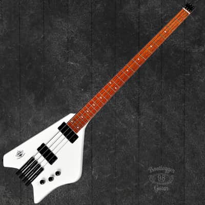 BootLegger Guitar Ace  Gen 1 Headless Bass White 7.8 Pounds White Stiletto Case &  Flask image 4