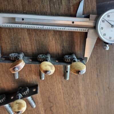 ca. 1875 Strip 3-on-a Side Guitar Tuning Machines Geared Tuners Brass image 4