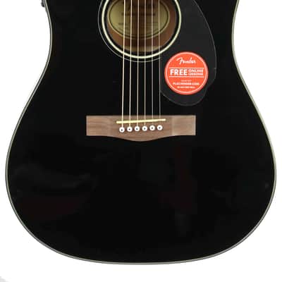 Fender CD-60SCE Solid Top Dreadnought Acoustic-Electric Guitar - Black image 3