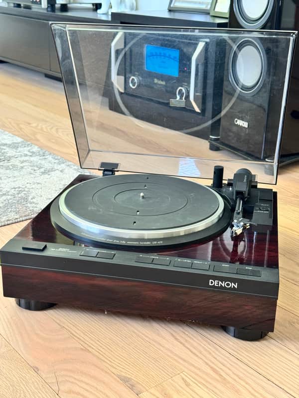 RARE Denon DP-47f 1992 Black trim, Rosewood Veneer + Stanton L720E ~LOOK~