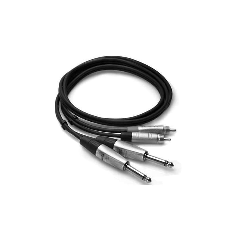 Hosa HPR-010X2 10 Ft. Dual 1/4 inch TS Male to Dual RCA Male Cable image 1