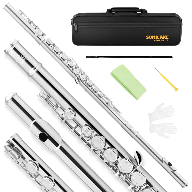 New Sonicake C Flutes Closed - Hole 16 Keys Flute Gloves, Tuning Rod, Nickel image 1