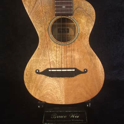 Handcrafted Harp Style 5 String Soprano Ukulele, Bruce Wei ,Solid Acacia, Mango HU13-2003 image 4