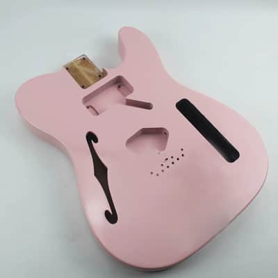 Pink Semi Hollow Guitar Telecaster Tele Style Alder Body image 2