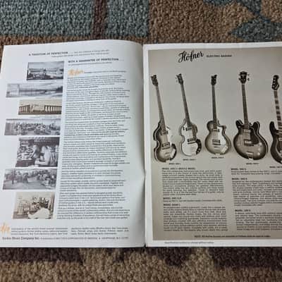 Vintage Circa 1971 Hofner "Fine Professional Guitars and Electric Basses" Catalog! Rare, Original Case Candy, Paperwork! image 2