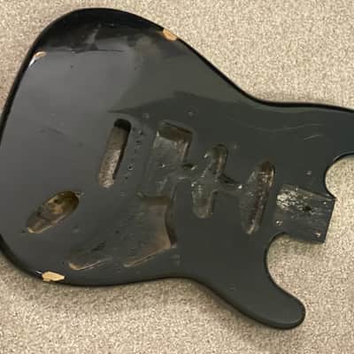 Vintage Strat body from Estate - Not a heavy guitar body! ! - unbranded light weight stratocaster style body 1970's - black / w real wear and good mojo - featherweight ! not heavy! image 6