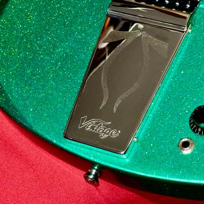 Vintage Guitars 30th Anniversary VS6 Electric Guitar with Vintage Style Vibrato  Green Metalflake image 13
