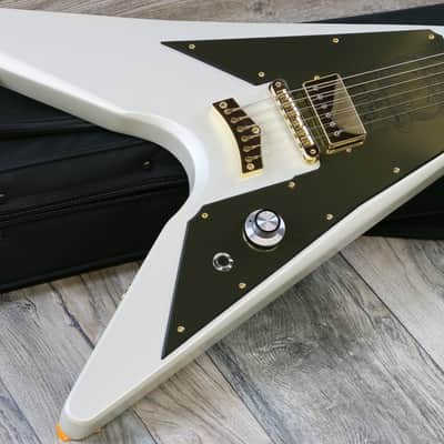 Rare! Dunable Asteroid Flying V  Limited 1 of a kind Psycho Guitar Las Vegas 2018 White (2274) image 2