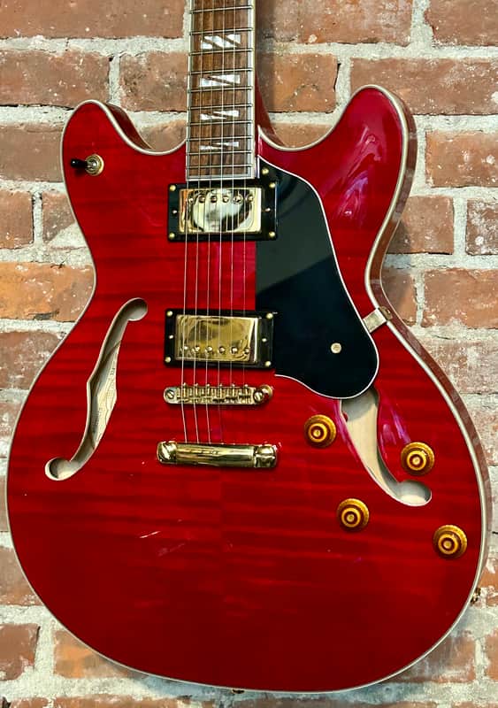Washburn HB35-WRK Semi-Hollowbody Wine Red, Fantastic Tone, Professional Setup Hard Shell Case & Ships Fast Too ! image 1