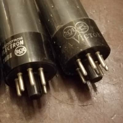 RCA Matched Pair (2) 6V6GT AT1000 TESTED Vacuum Tubes greyglass black plate Beam Power 6V6 1945-1958 image 9