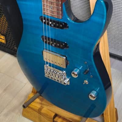 Signed Ibanez MM1-TAB Martin Miller Signature with Roasted Maple Neck 2010s - Transparent Aqua Blue Signed by Martin Miller imagen 6