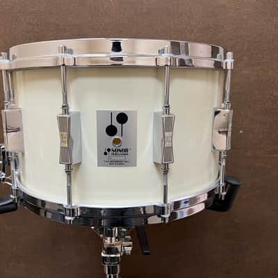 Sonor D-518 CW Phonic Plus 14x8" 10-Lug Beech Snare Drum 1982 - 1986 - Gloss White image 1