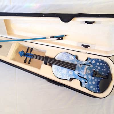 Snowflake White Glitter Violin Outfit - 4/4 / Pearl fine tuners / Crystal detail image 3
