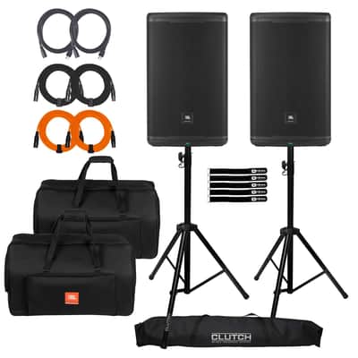 JBL Professional EON715 15" Bluetooth Powered PA DJ Loud Speakers Pair w Bags image 1