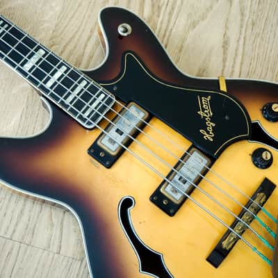 1968 Hagstrom Concord C-2 Deluxe Vintage Hollowbody Bass Guitar Ebony Board & Gold Hardware, Viking image 8