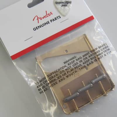 Fender American Vintage 3-Saddle Telecaster Bridge Assembly Gold USA 0990806200 image 3