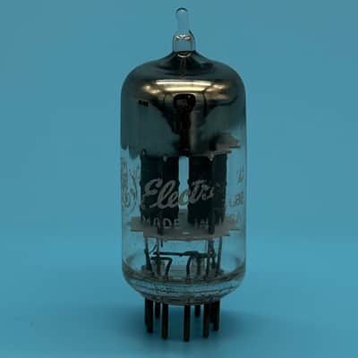 1963 GE 12AU7A ECC82 Vintage Short Gray Plate Halo Getter Preamp Tube! T320 image 2