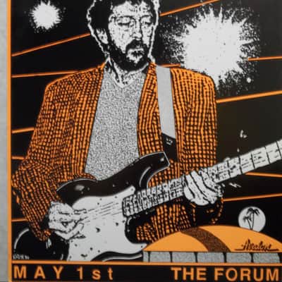 Eric Clapton 1990 Original Concert Poster Los Angeles Forum image 2