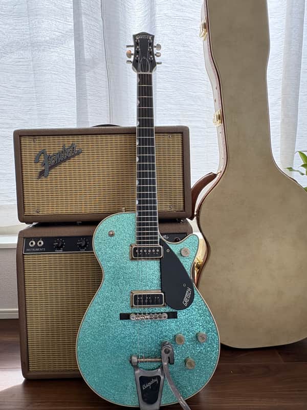 Masterbuilt Gretsch USA Custom Shop GONZALO MADRIGAL  G6129 CS 1957 Jet Turquoise Sparkle Heavy Relic image 1