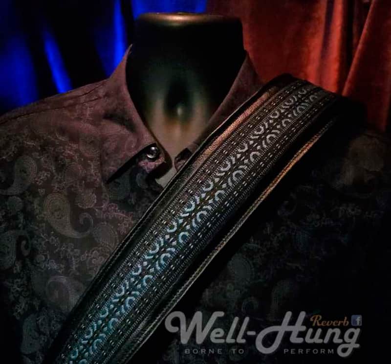 Well-Hung "1969 Series  - Wedding Bell Blues" 3" wide padded leather guitar strap image 1