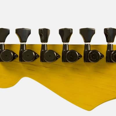 Hipshot BLACK 6-InLine Grip-Lock Open STAGGERED Locking Guitar Tuners + UMP