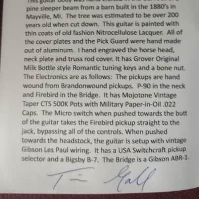 TG Custom Guitars Neil Young Tribute The Horse Old Black Les Paul Made from Old Growth Barn Wood from 1880 Serial # 002 image 12