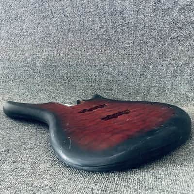 Quilted Maple Top Red Burst 4 String Basswood Bass Body image 7