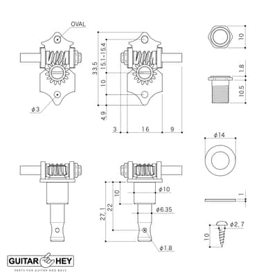 NEW GOTOH SXN510V-SB-06B Electric/Acoustic 1:15 Premium Tuners 3x3 - SOLID BRASS image 2