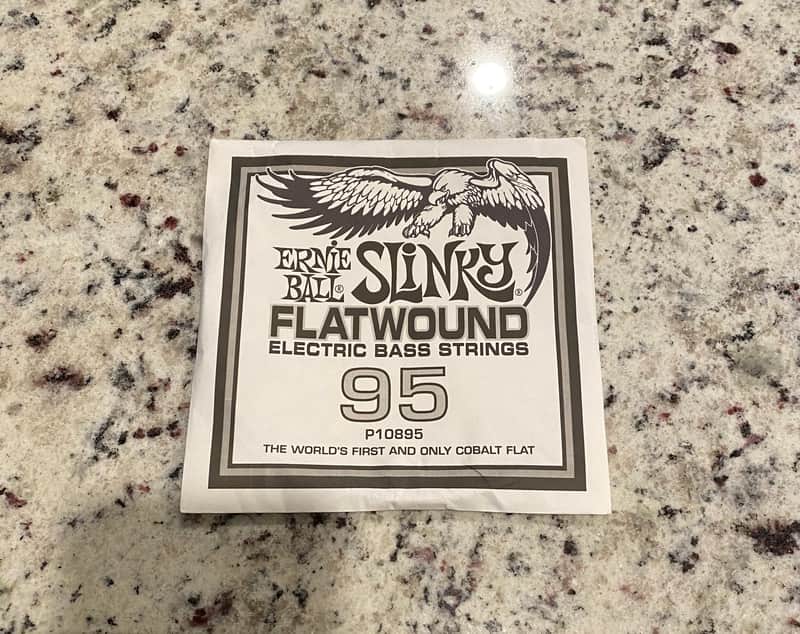 New Ernie Ball .095 (E string) Slinky Flatwound Electric Bass Single String, Individual, Cobalt, P10895 image 1