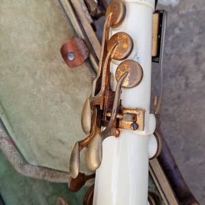 Grafton Acrylic and Metal Alto Saxophone 1950s - Cream and Brass image 2