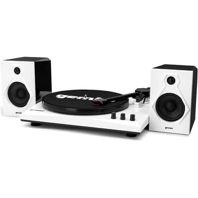 Gemini Sound TT-900-3-Speed Turntable with Bluetooth, 2-Way Stereo Speakers, and Pitch Adjustment (White) image 1