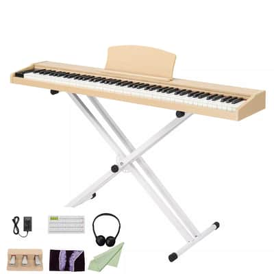 88 Key Semi-Weighted Digital Piano with Bluetooth, USB MIDI, Triple Pedals, and X-Stand – Perfect for Beginners and Performers image 2