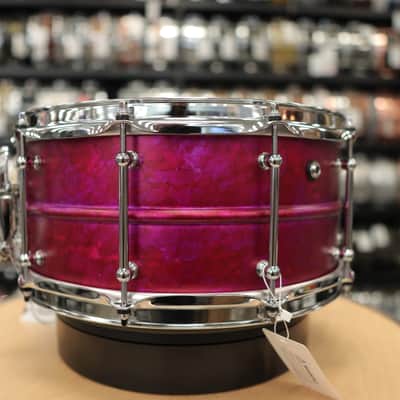 Pork Pie 6.5x14" Aluminum Snare Drum (Pink Alcohol Ink Finish) image 5