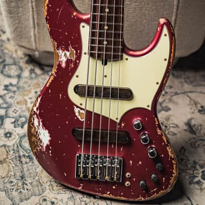 Xotic XJ-1T 5 String Heavy Aged-Burgundy Mist w/Matching Headstock image 1