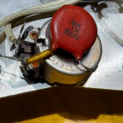 1961 1962 1963 CTS Crater Bottom Back 250k pots potentiometers audio taper split shaft .1 50v capacitor Centralab CRL 1454 1452 image 7