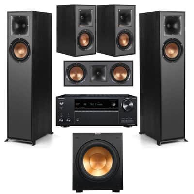 Klipsch Klipsch Reference R-610F 5.1 Home Theater System, Black withYamaha RX-V4A 5.2-Channel AV Receiver with 8K HDMI and MusicCast image 6