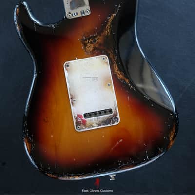 Fender Stratocaster SSH Sunburst / Pelham Blue Heavy Aged Relic by East Gloves Customs image 2