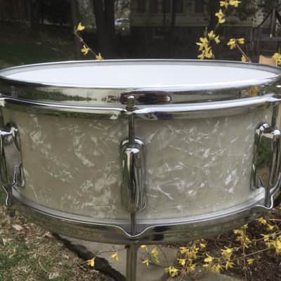 Slingerland Artists Snare Drum 1966 White Marine Pearl image 5