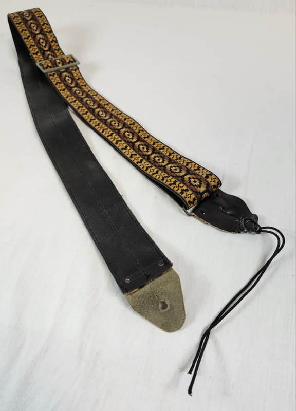 Ace Vintage Brown Jacquard Woven Strap, 1960s, Leather Ends, USA image 1