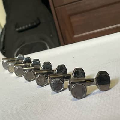 2000's Indonesian Ibanez S & RG Series Dual Pin Cosmo Black Tuners Tuning Pegs 7 In Line image 2
