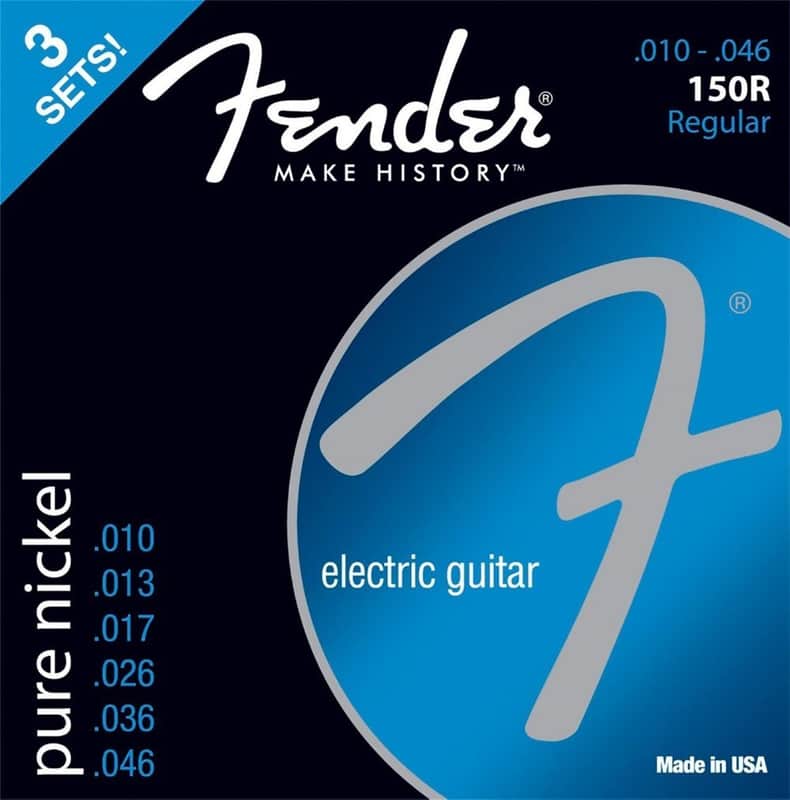 3-PACK of Fender 150R Pure-Nickel Electric Guitar Strings - REGULAR 10-46 image 1