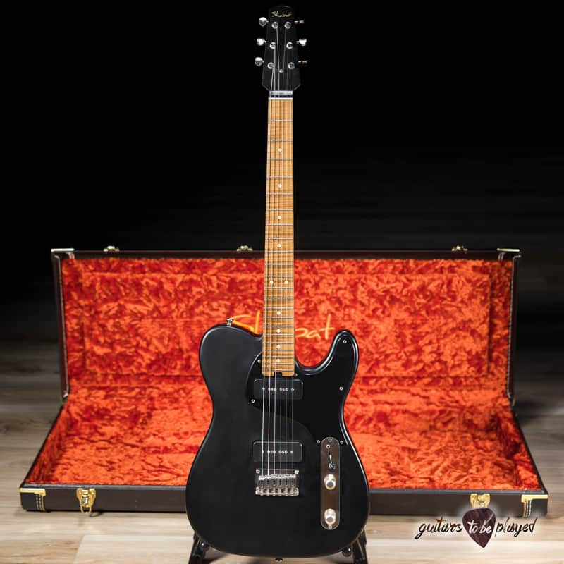 Shabat Lion Special Swamp Ash T-Style w/ Maple Neck & Lollar P-90s – Satin Black image 1